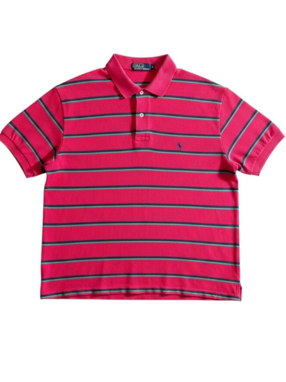 Vintage Polo Ralph Lauren Men’s Red Green Navy Striped Polo L